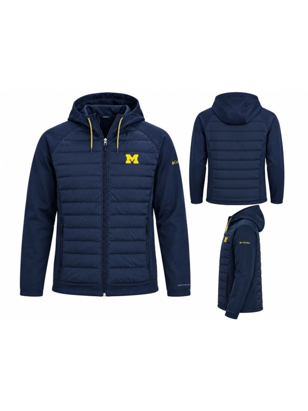 Columbia Michigan Wolverines Out-Shield Hybrid Hoodie Jacket Mens Navy XXL